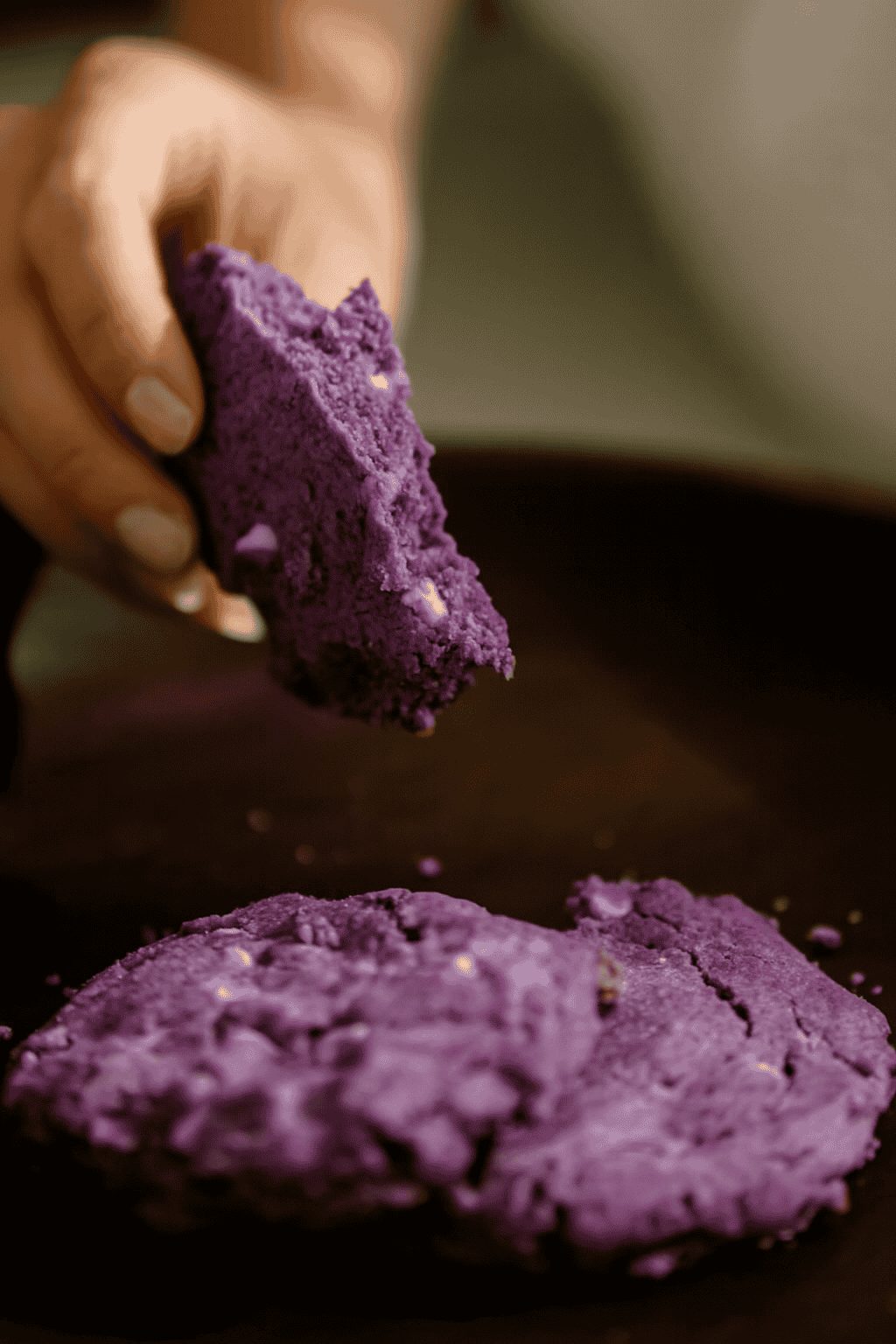 ube koekje met witte chocola